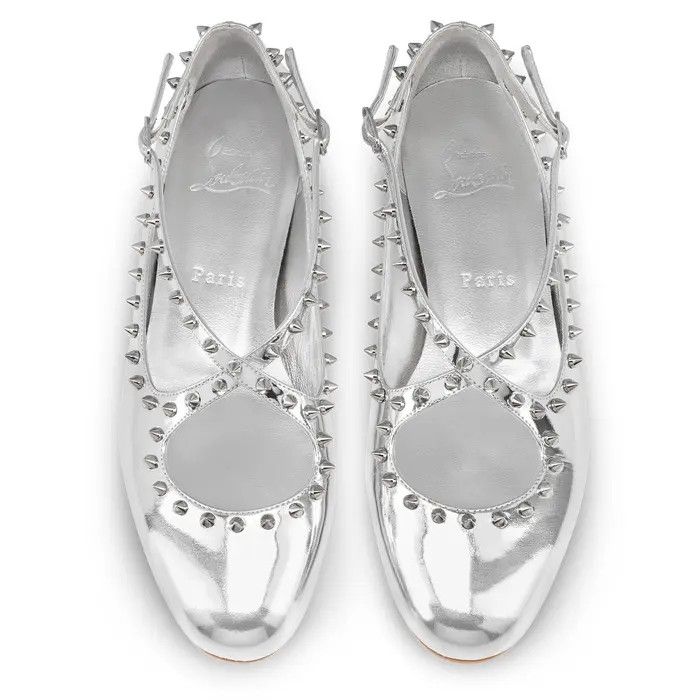 Christian Louboutin os11x0526 Pilouta Jane Spikes Flats in Silver Size US 9 / IT 39 - 3 Thumbnail