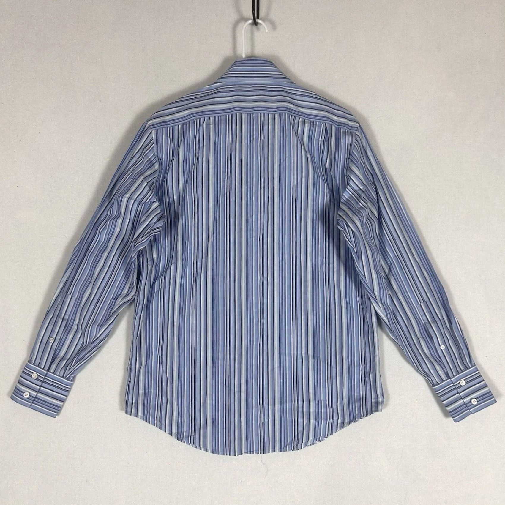 Banana Republic Banana Republic Dress Shirt Men's Medium 15-15.5 Blue Striped Long Sleeve Button Size 40R - 5 Thumbnail