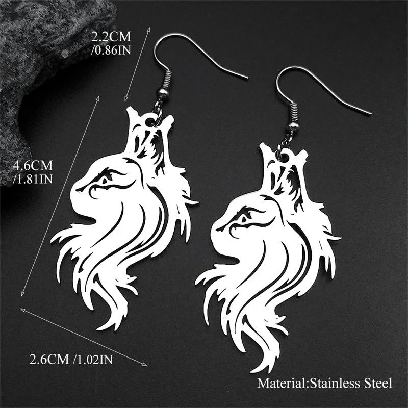 Jewelry Hollow Animal Cat Drop Earrings Jewelry Gift Size ONE SIZE - 3 Thumbnail