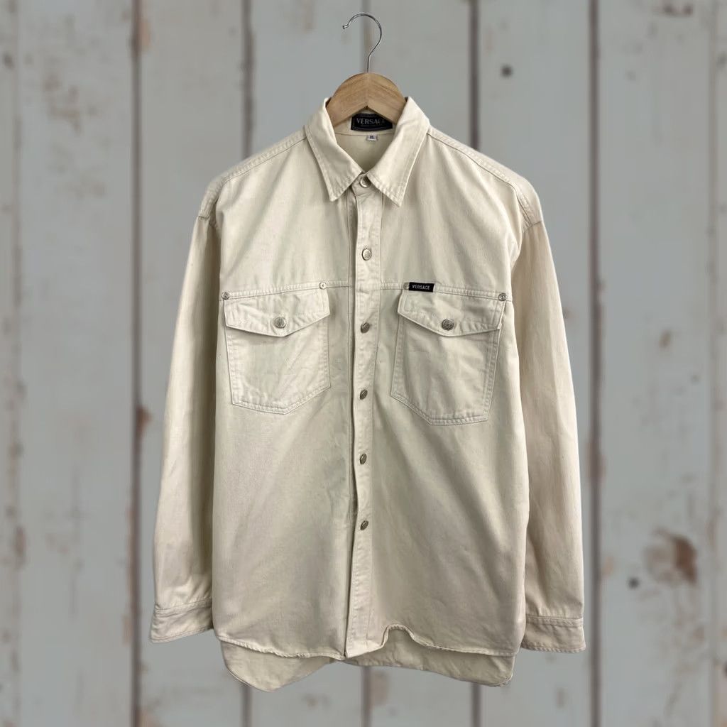 Versace Jeans Couture VINTAGE Versace Jeans Couture Overshirt Jacket Men XL Beige 90s Y2K Retro jacket Size US XL / EU 56 / 4 - 1 Thumbnail