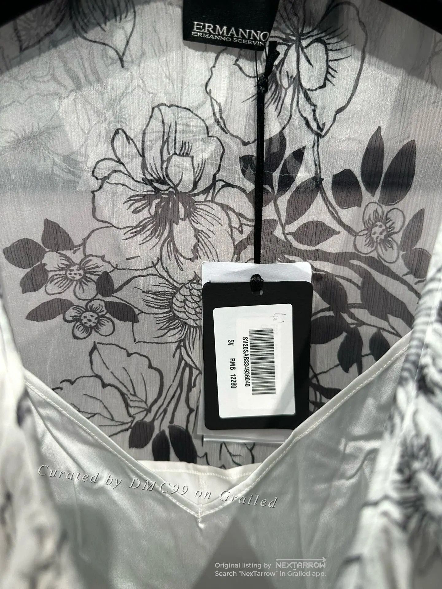 Ermanno Scervino Silk Floral Dress in White, Women's — image 3 of 4