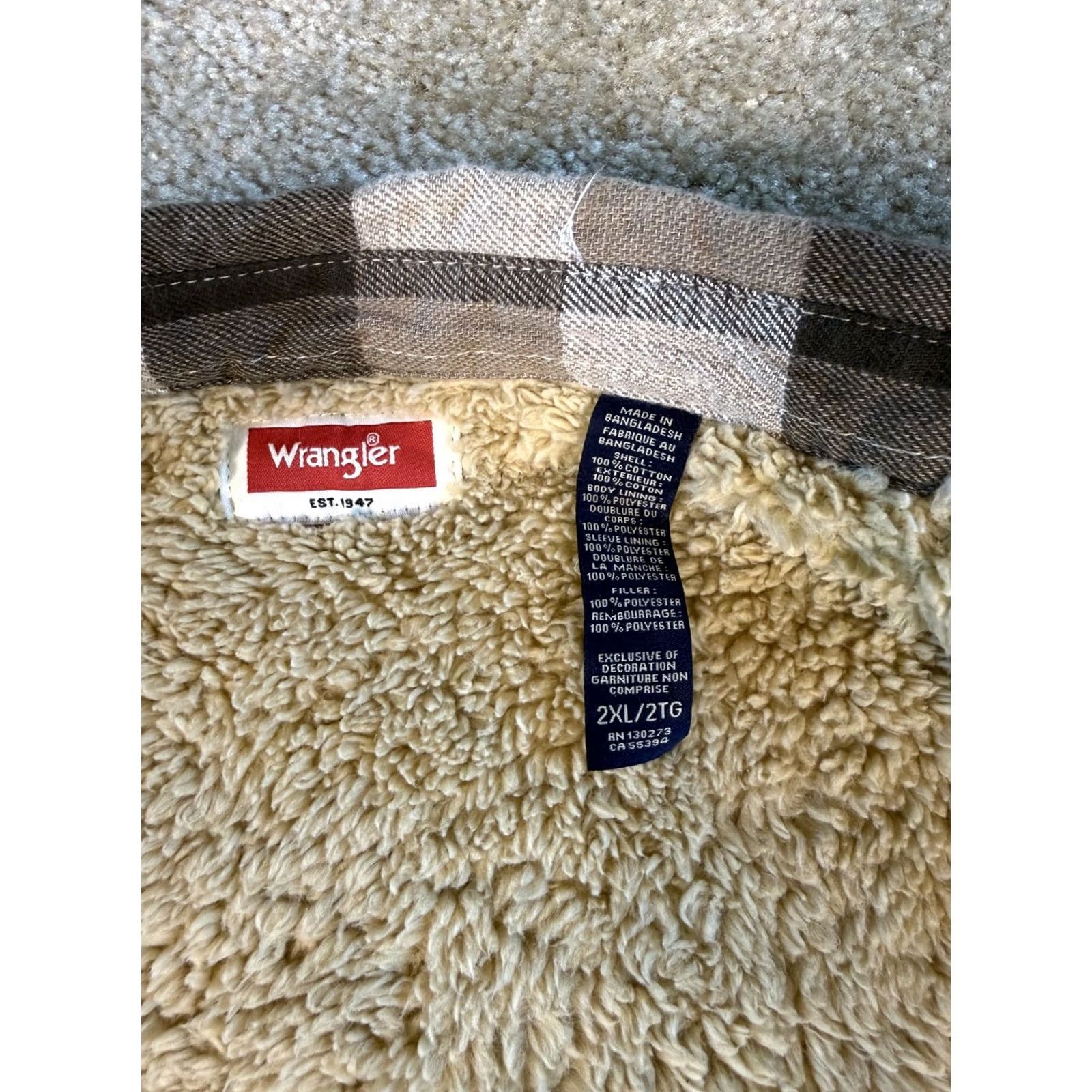 Wrangler VINTAGE Wrangler Jacket Men 2XL Brown Flannel Work SHACKET Sherpa Lined Dark Wash Shacket Size US XXL / EU 58 / 5 - 6 Thumbnail