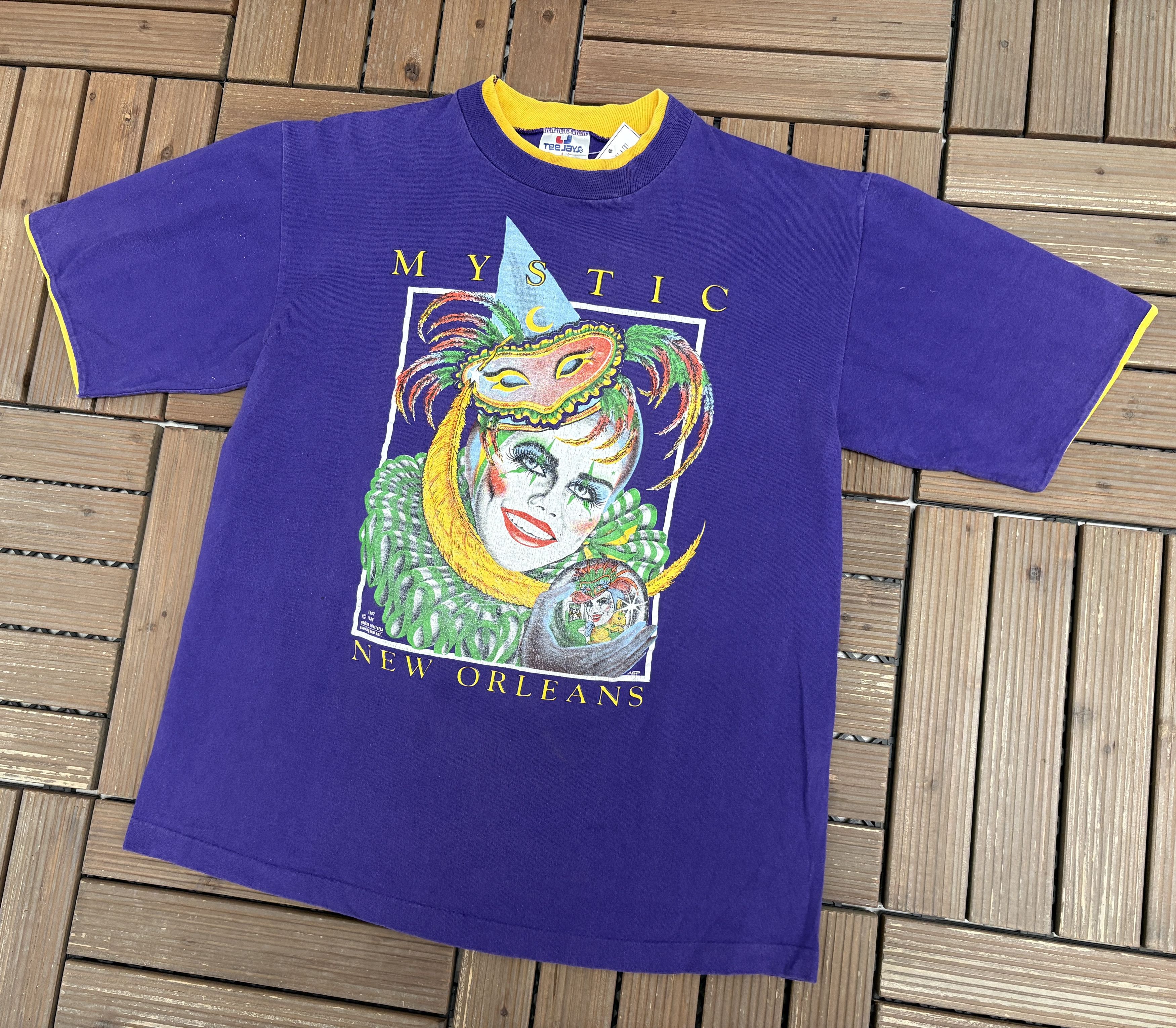 Vintage New Orleans Mystic Vintage Purple Layered T-Shirt Tee Size US L / EU 52-54 / 3 - 4 Thumbnail