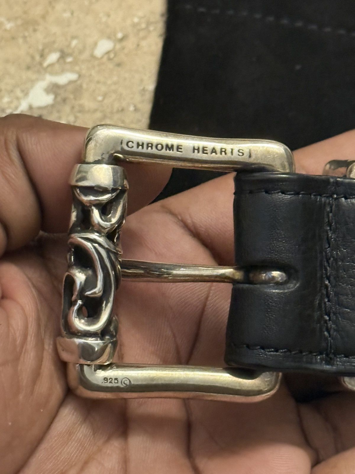 Chrome Hearts Chrome Hearts Black Leather Roller Belt Size 38 - 7 Thumbnail