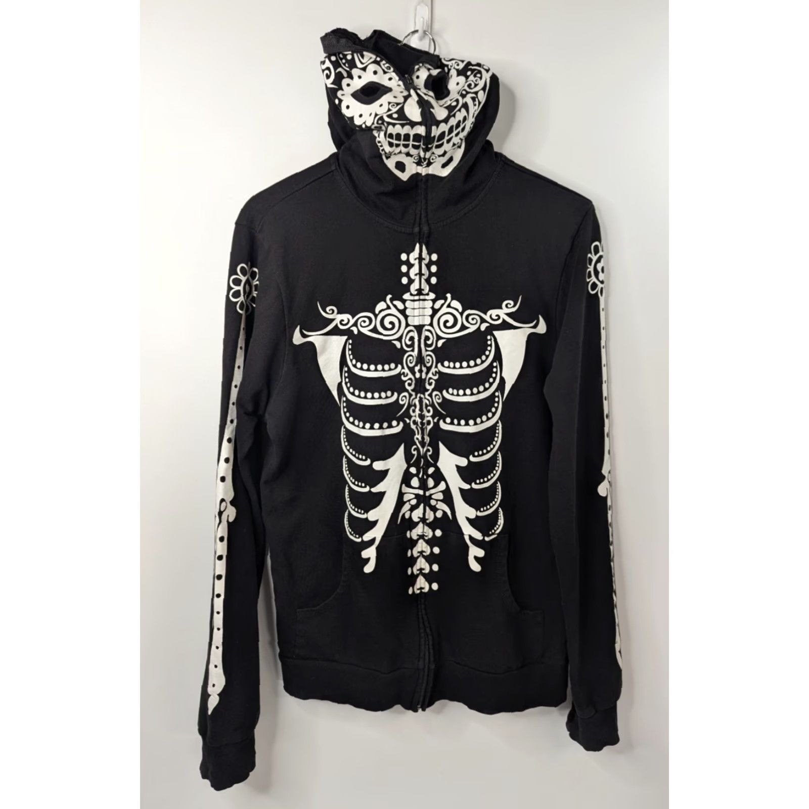 Hot Topic VINTAGE XXXRude Skeleton Hoodie Hot Topic Full Zip Up Skull Mask Emo Grunge Size Medium Size US M / EU 48-50 / 2 - 3 Thumbnail