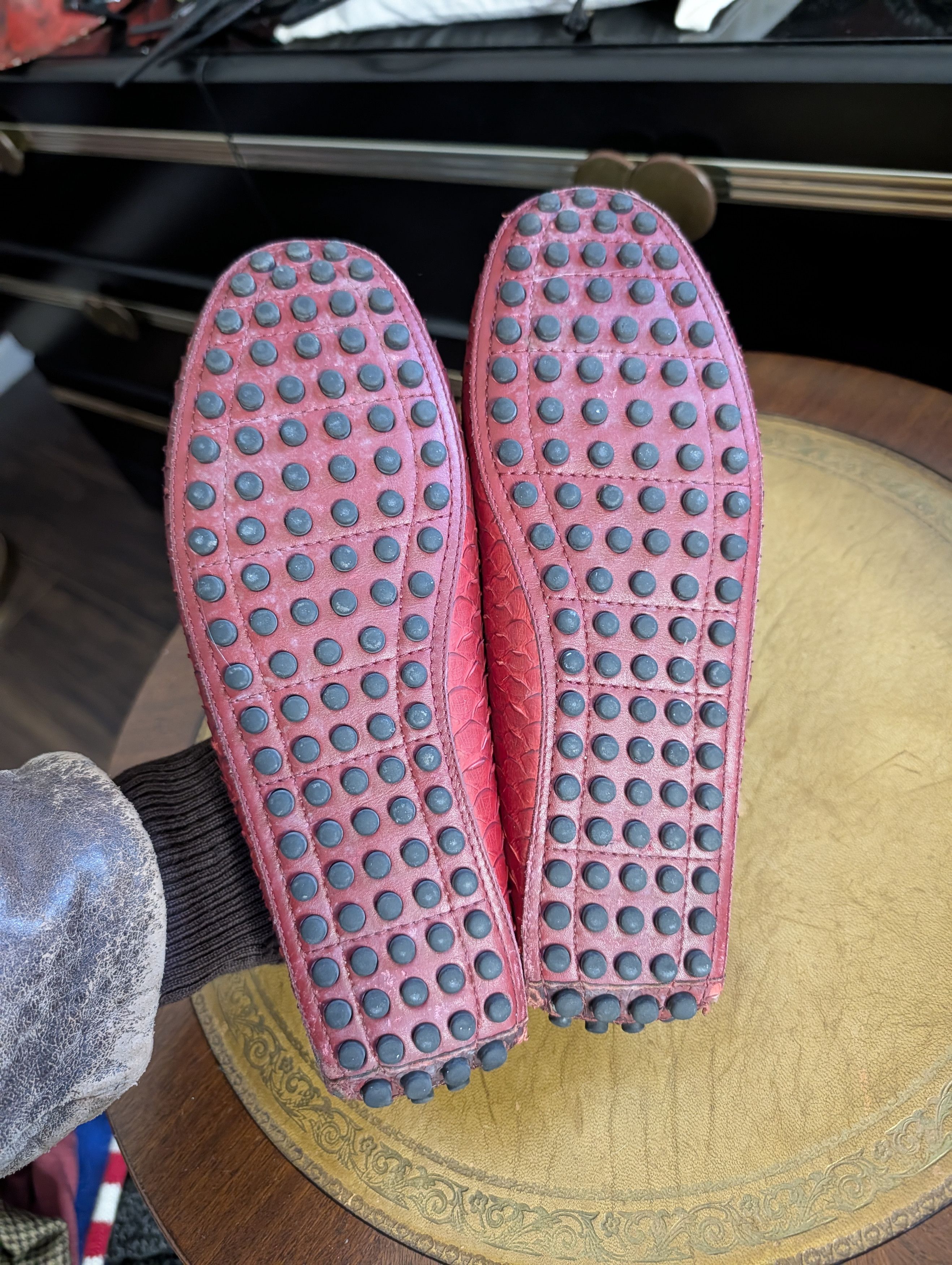 Dior KVA Genuine Python Snakeskin Red Driving Loafers 41 Size US 8 / EU 41 - 10 Thumbnail