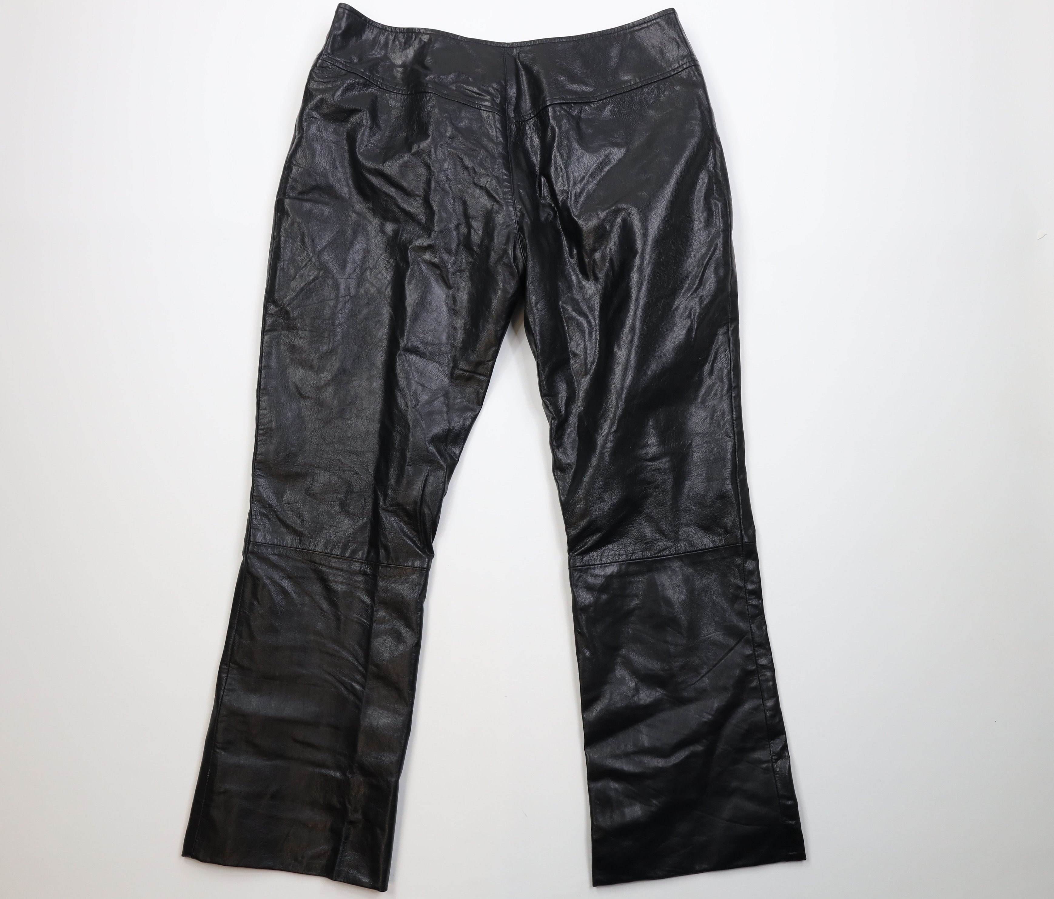 Vintage Vintage 90s Streetwear Flared Wide Leg Leather Pants Size 36" / US 14 / IT 50 - 10 Thumbnail