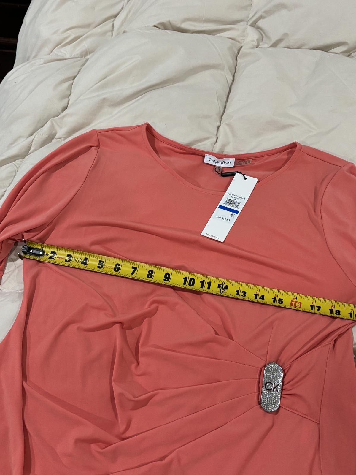 Calvin Klein 7. Calvin Klein NWT Size XL Coral Side Drape Front Size XL / US 12-14 / IT 48-50 - 5 Thumbnail