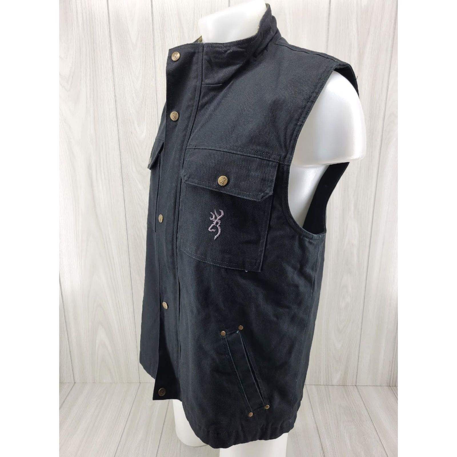 Vintage Browning Mens Large Canvas Vest Jacket Black Size US L / EU 52-54 / 3 - 2 Thumbnail
