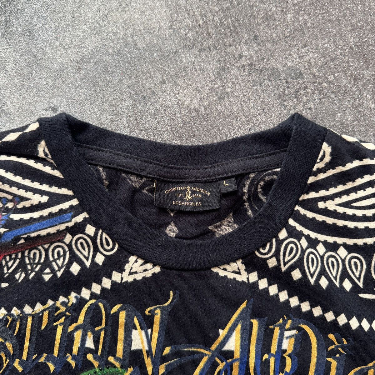 Ed Hardy Christian Audigier Skull & Roses Rhinestones Y2K T-Shirt Size US L / EU 52-54 / 3 - 12 Thumbnail