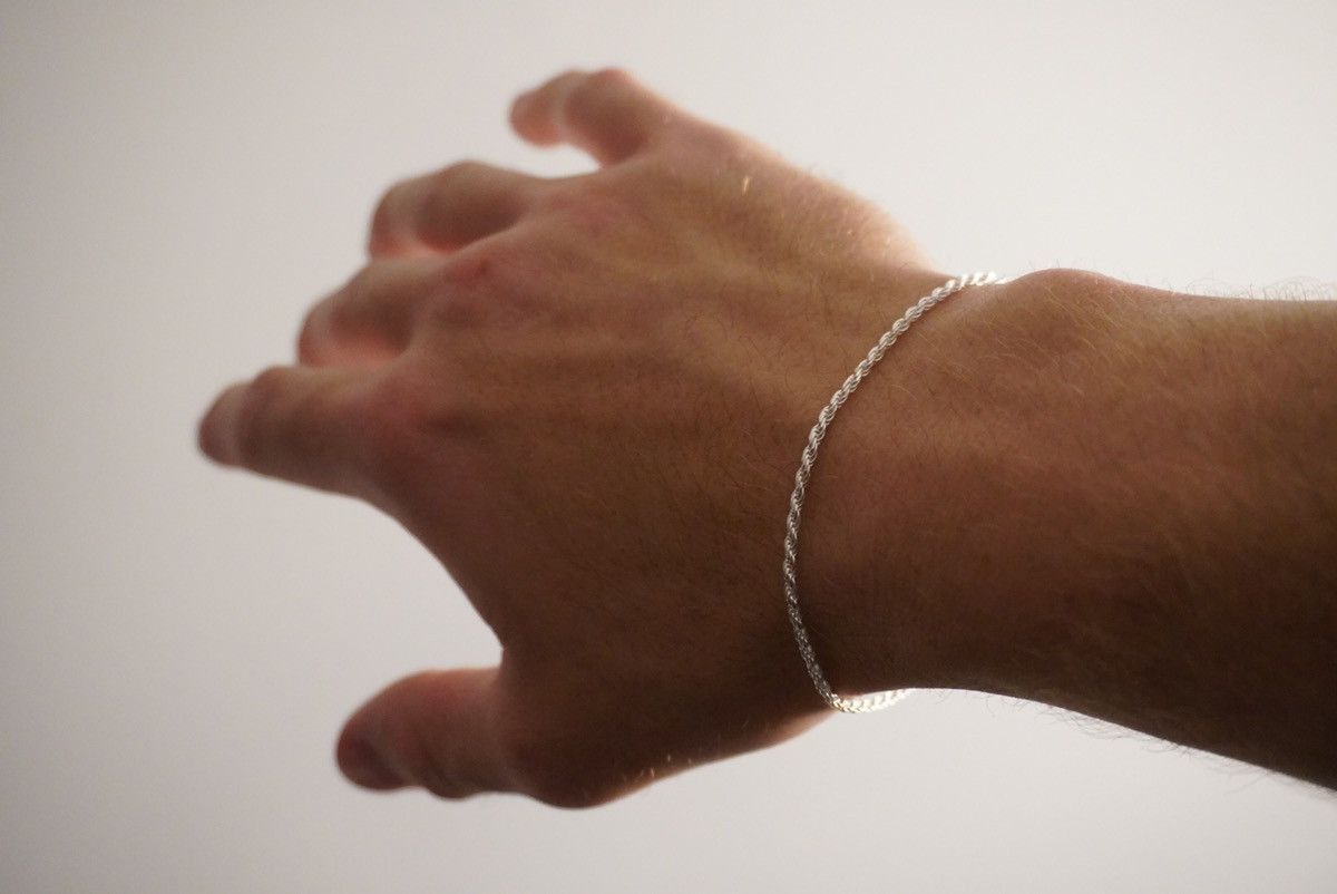 Jewelry Silver Bracelet Solid .925 Silver Rope Bracelet 2mm 8 Inches Size ONE SIZE - 4 Thumbnail