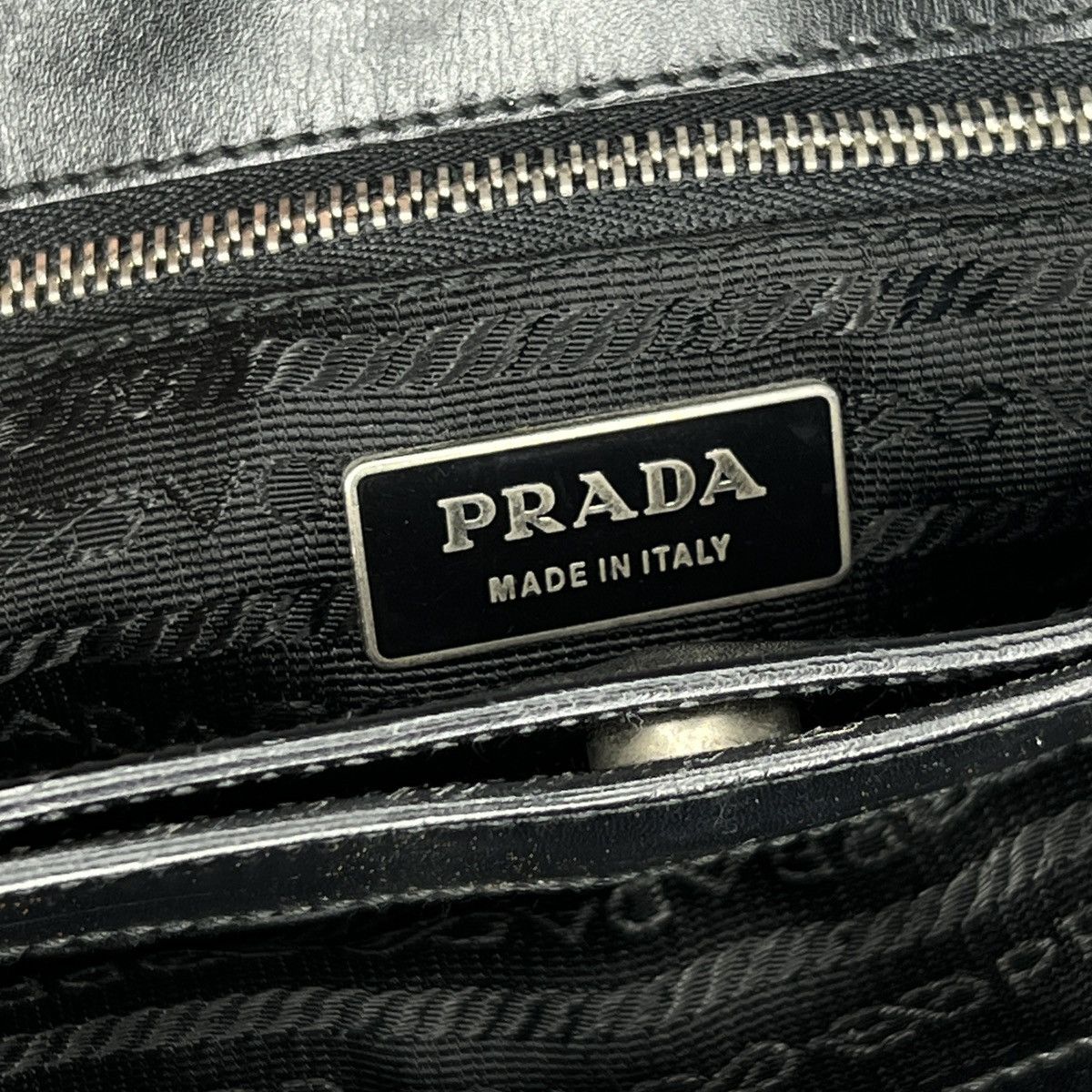 Prada Prada Re-nylon Beige Black Leather Shoulder Tote Bag Logo Size ONE SIZE - 9 Thumbnail