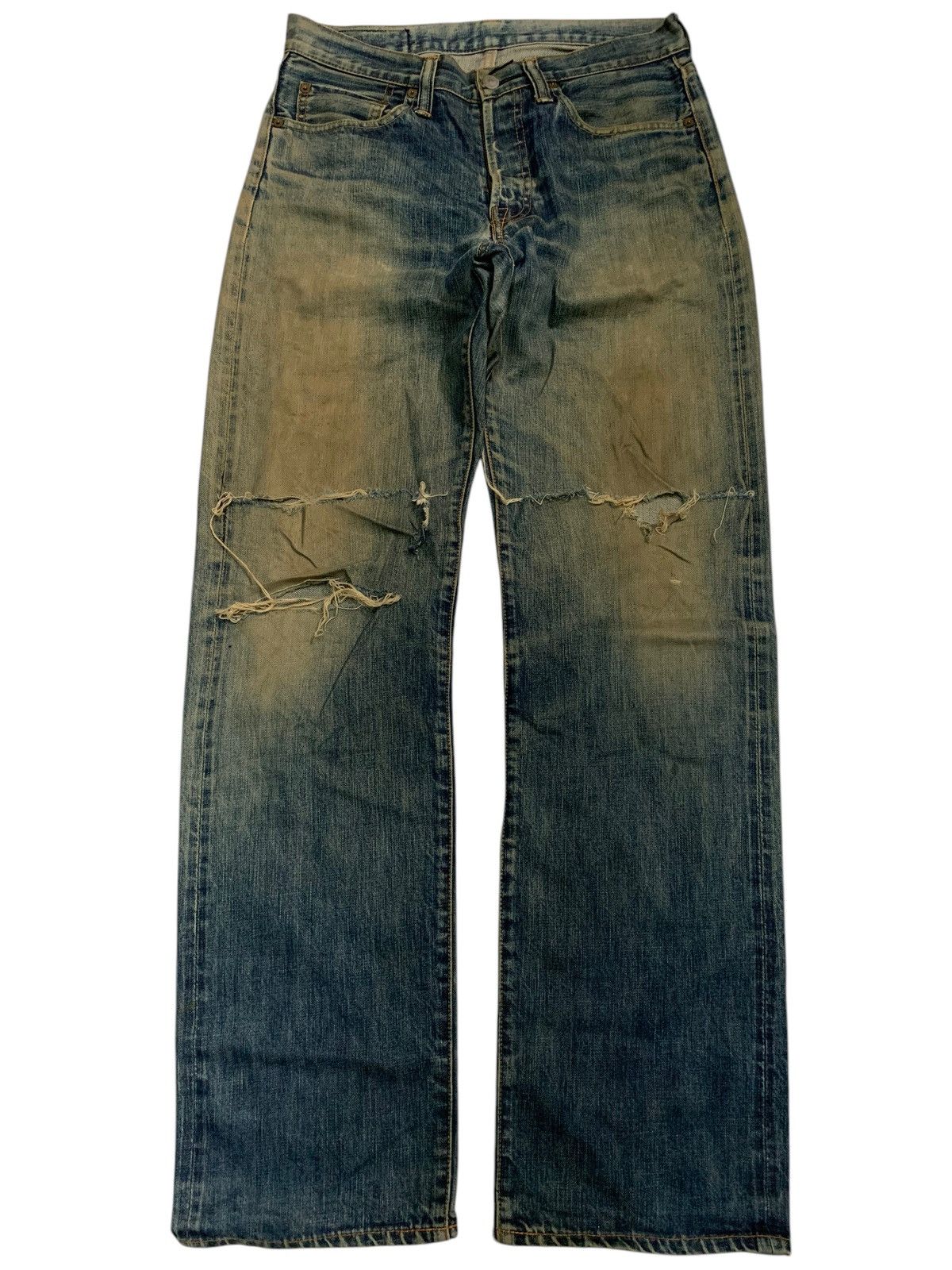 If Six Was Nine × Japanese Brand RARE💥ACOUSTIC SELVEDGE FADED&RUSTY JAPANESE DISTRESSED DENIM Size US 31 - 2 Thumbnail