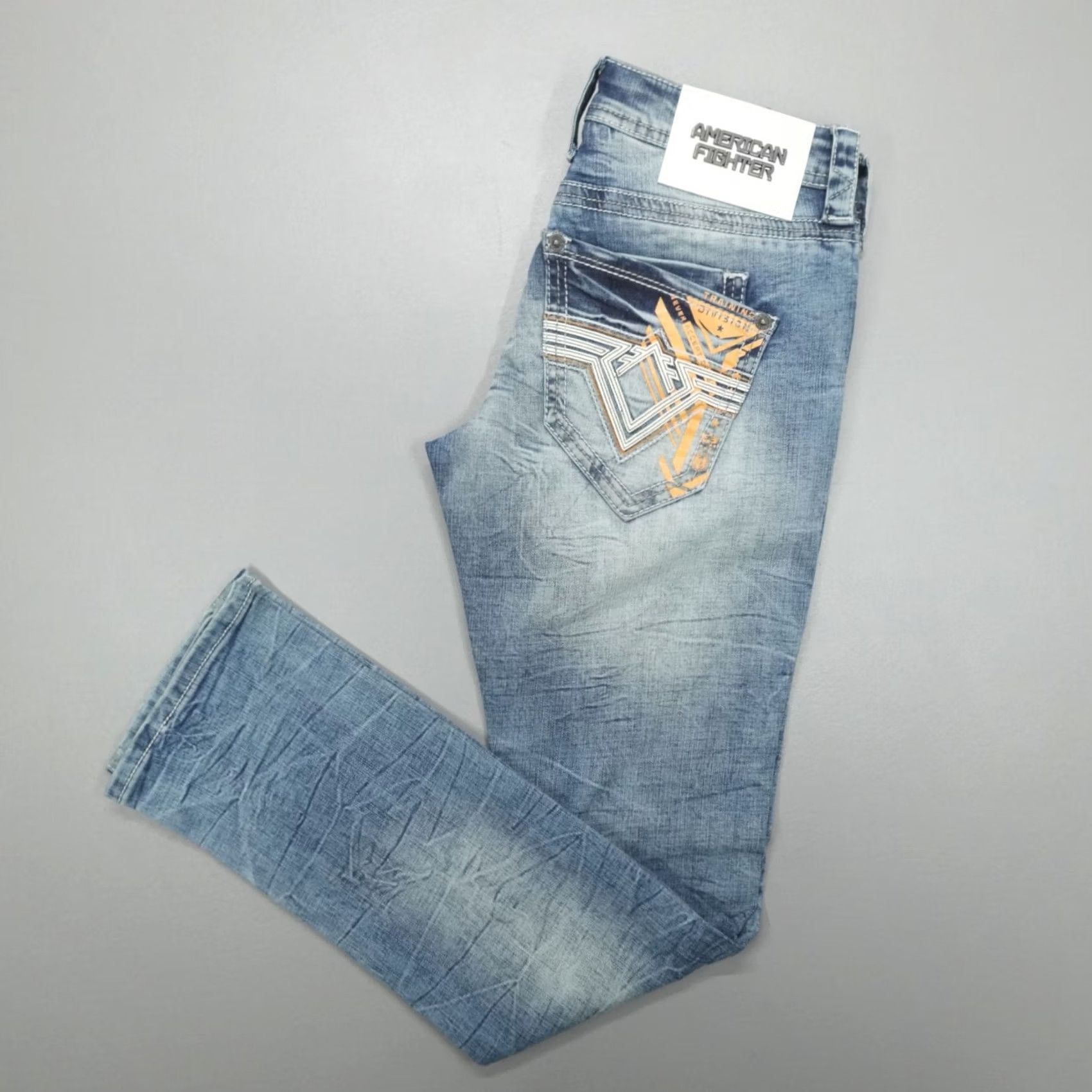Vintage VINTAGE American Fighter Jeans Relaxed Straight Men’s Size 27x32 Striker Void Cairo-R Blue Denim 5-Pocket Mens Straight 90s Theme Size US 27 - 2 Thumbnail