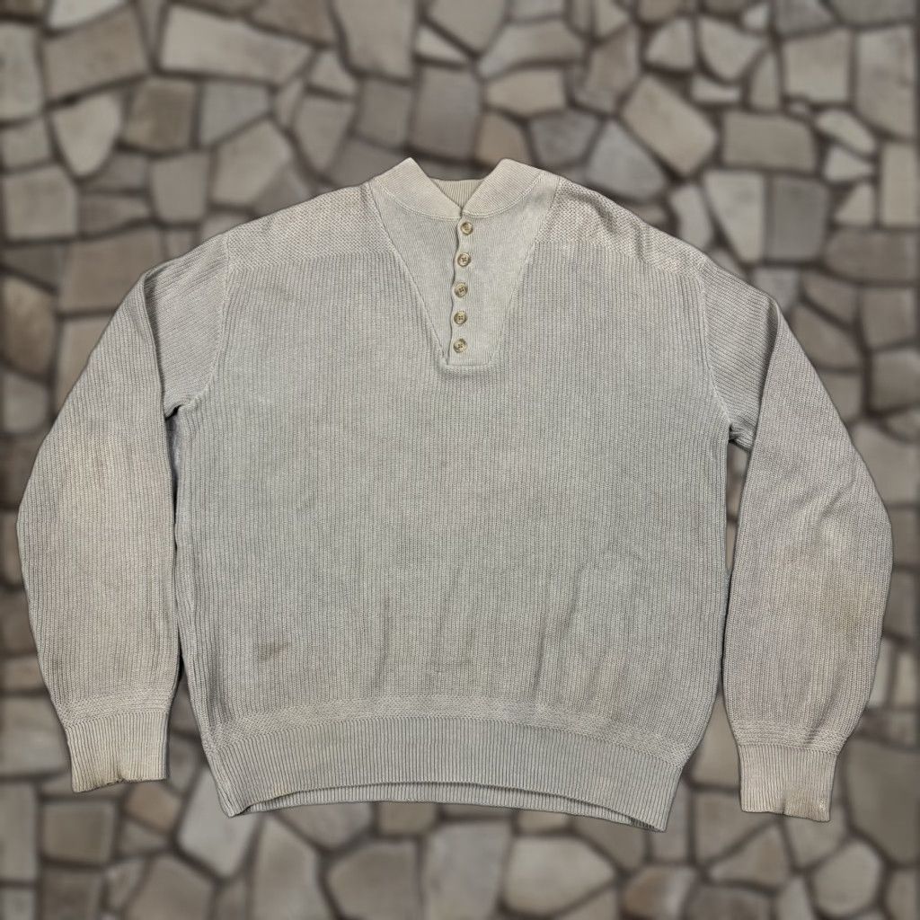 Vintage VINTAGE L.L. BEAN 5-BUTTON FISHERMAN HENLEY SWEATER MENS LT GRAY COTTON CLASSIC OUTDOOR USA Size US L / EU 52-54 / 3 - 1 Thumbnail