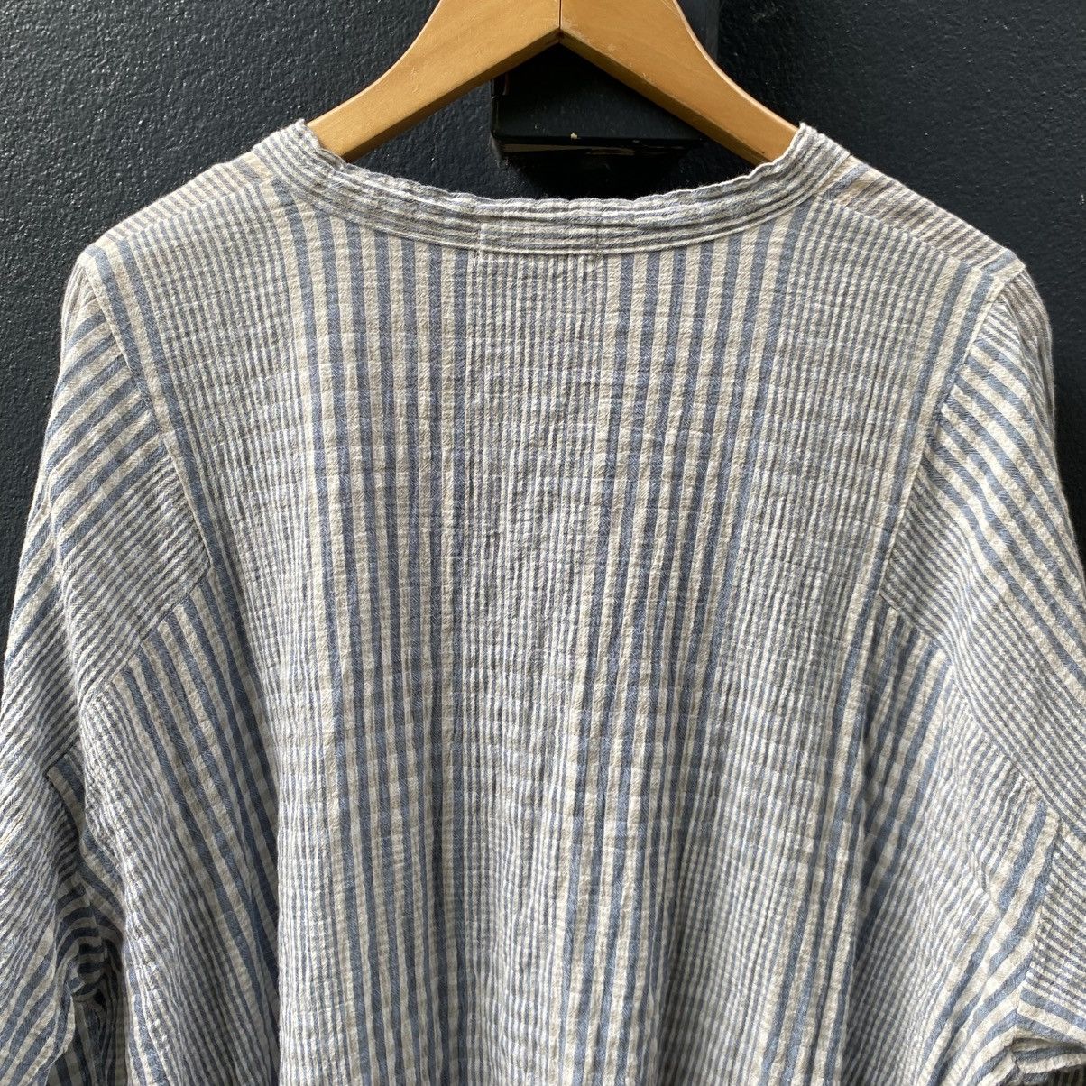 Issey Miyake Plantation Blue Striped Cotton Tunic Top Size M / US 6-8 / IT 42-44 - 7 Thumbnail