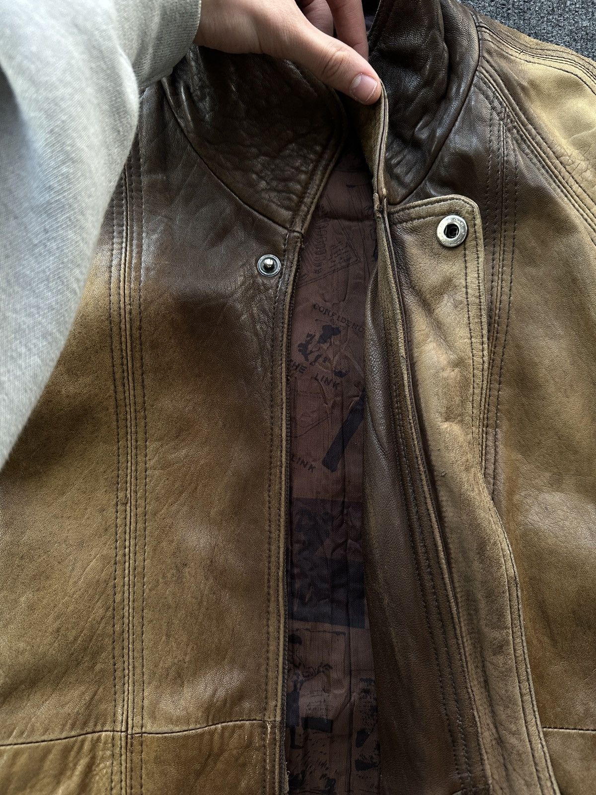 Other 🚨VNTG LEATHER JACKET AVANT GARDE ASYMMETRICAL BROWN MOTO Size US M / EU 48-50 / 2 - 12 Thumbnail