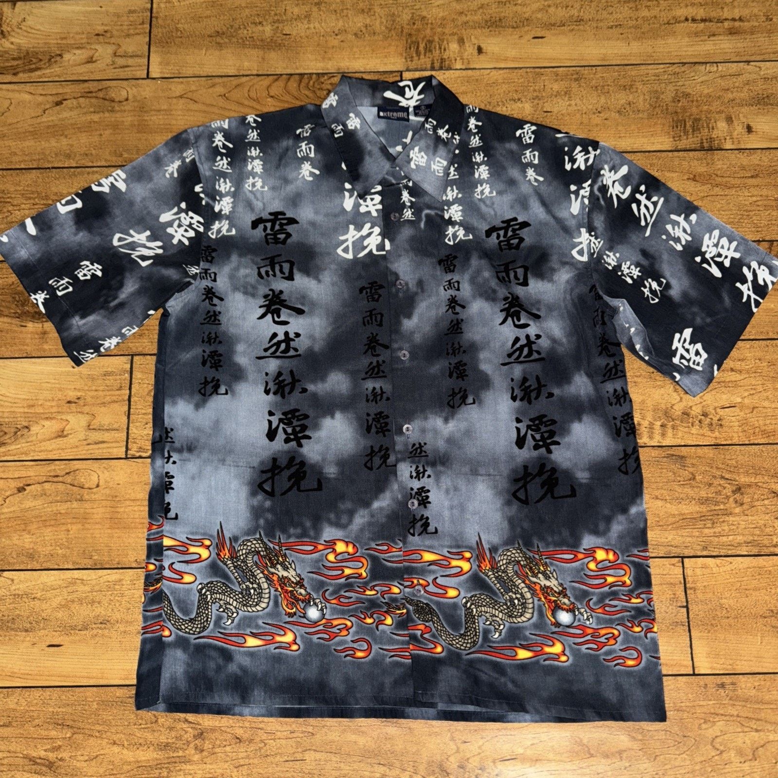 Vintage Extreme Limit Dragon Button Up Shirt Black Small 22x28 Size US XL / EU 56 / 4 - 1 Thumbnail