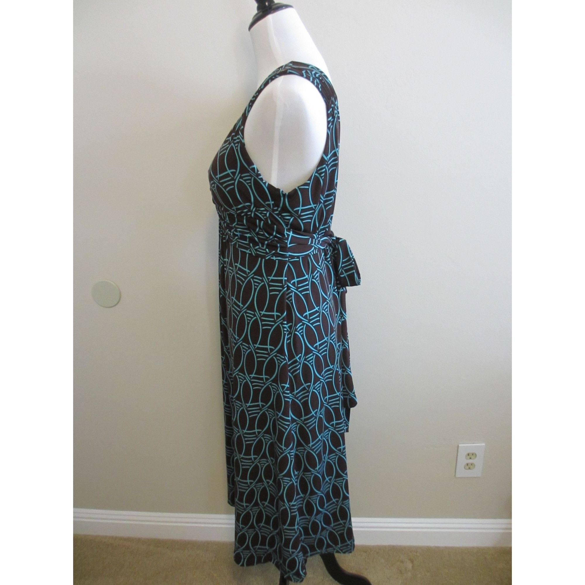 Other ZENOBIA BLUE AND BROWN SLEEVELESS2X DRESS WITH TIE AT BACK S Size XXL / US 16-18 / IT 52-54 - 2 Thumbnail