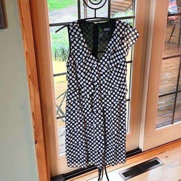 Adrianna Papell Adrianna Papell Black Polka Dots Uniquely Made Sleeve(s) Lin Size M / US 6-8 / IT 42-44 - 1 Thumbnail