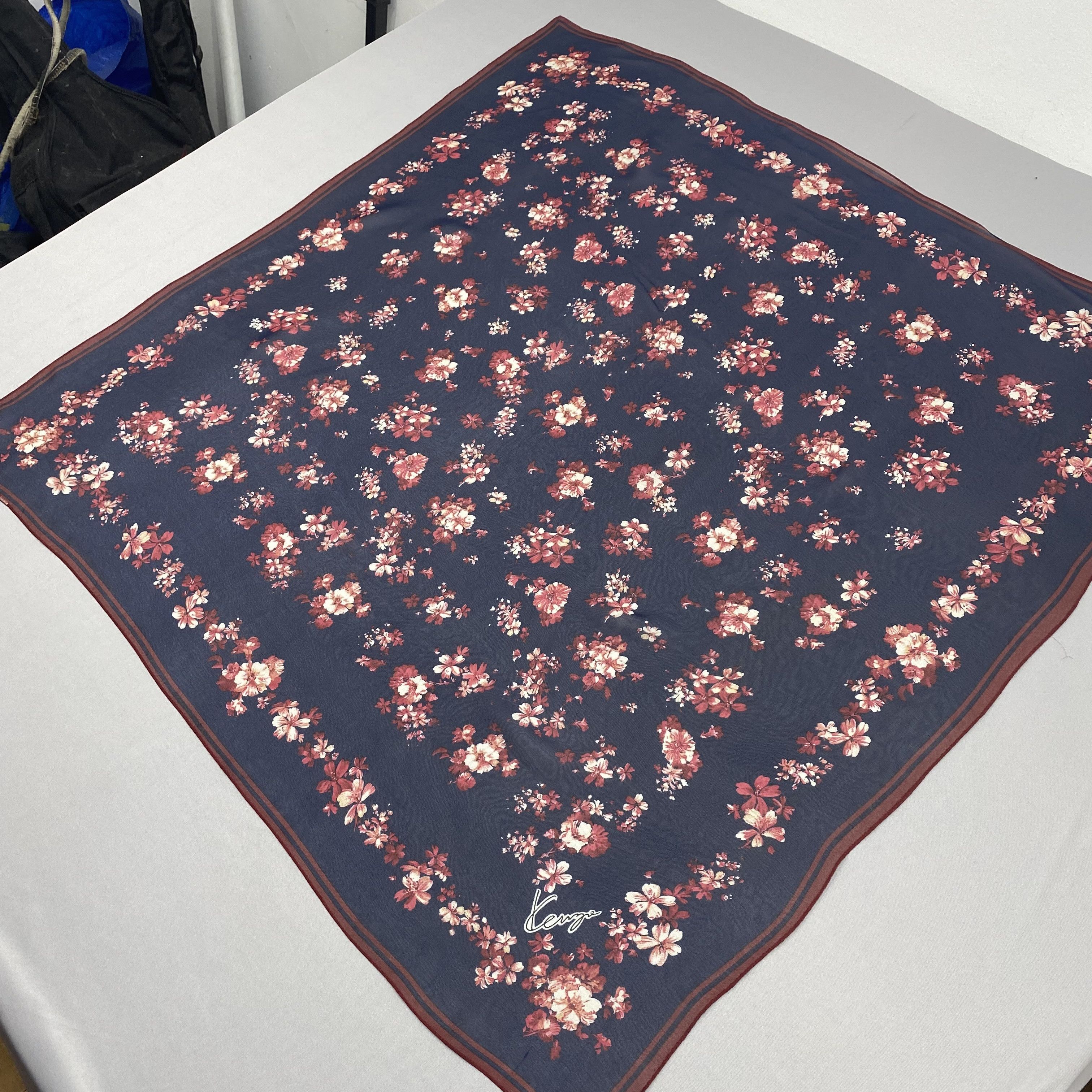 Kenzo Vintage Kenzo SILK Scarf Twill Floral Bloom Wraps Scarves Size ONE SIZE - 4 Thumbnail