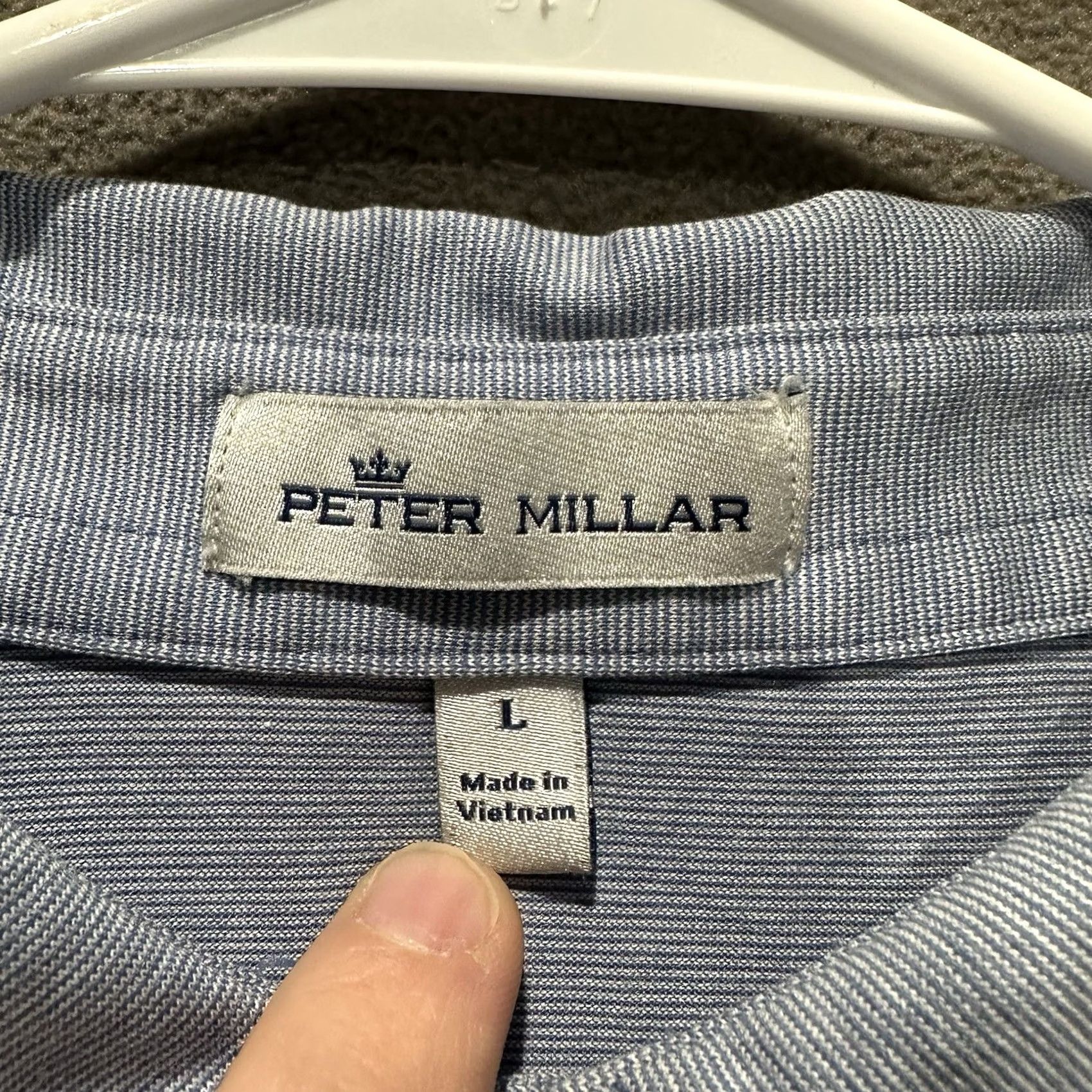 Peter Millar Peter Millar Golf Polo Shirt Mens Large Blue Striped Performance Stretch EUC Size US L / EU 52-54 / 3 - 3 Thumbnail