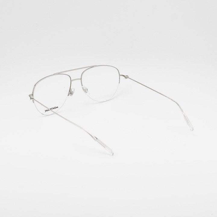 Montblanc Montblanc MB0077O 003 Eyeglasses Silver 57mm Aviator Frame Size ONE SIZE - 3 Thumbnail