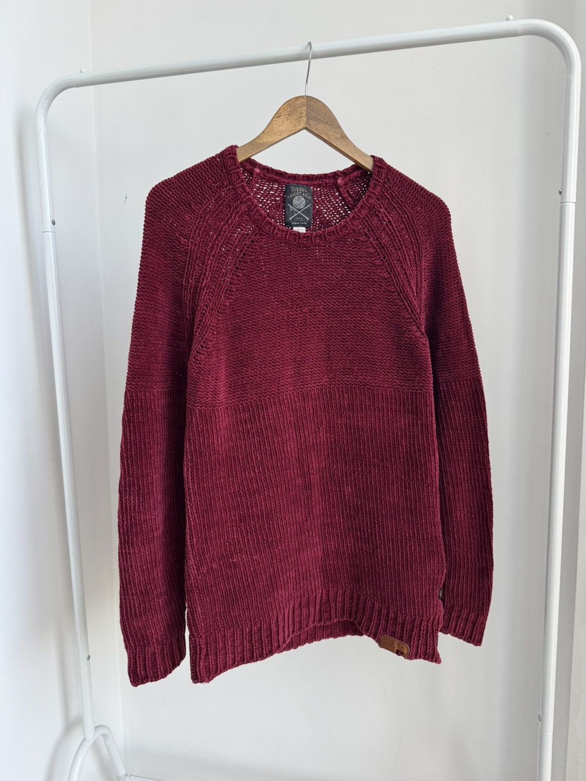 Diesel VINTAGE DIESEL KNITTED BURGUNDY SWEATER MEN SIZE S Size US S / EU 44-46 / 1 - 2 Thumbnail