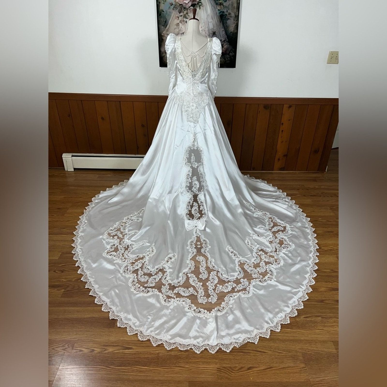 Vintage Vintage 90s Bridal Originals White Satin Wedding Gown! Size M / US 6-8 / IT 42-44 - 6 Thumbnail