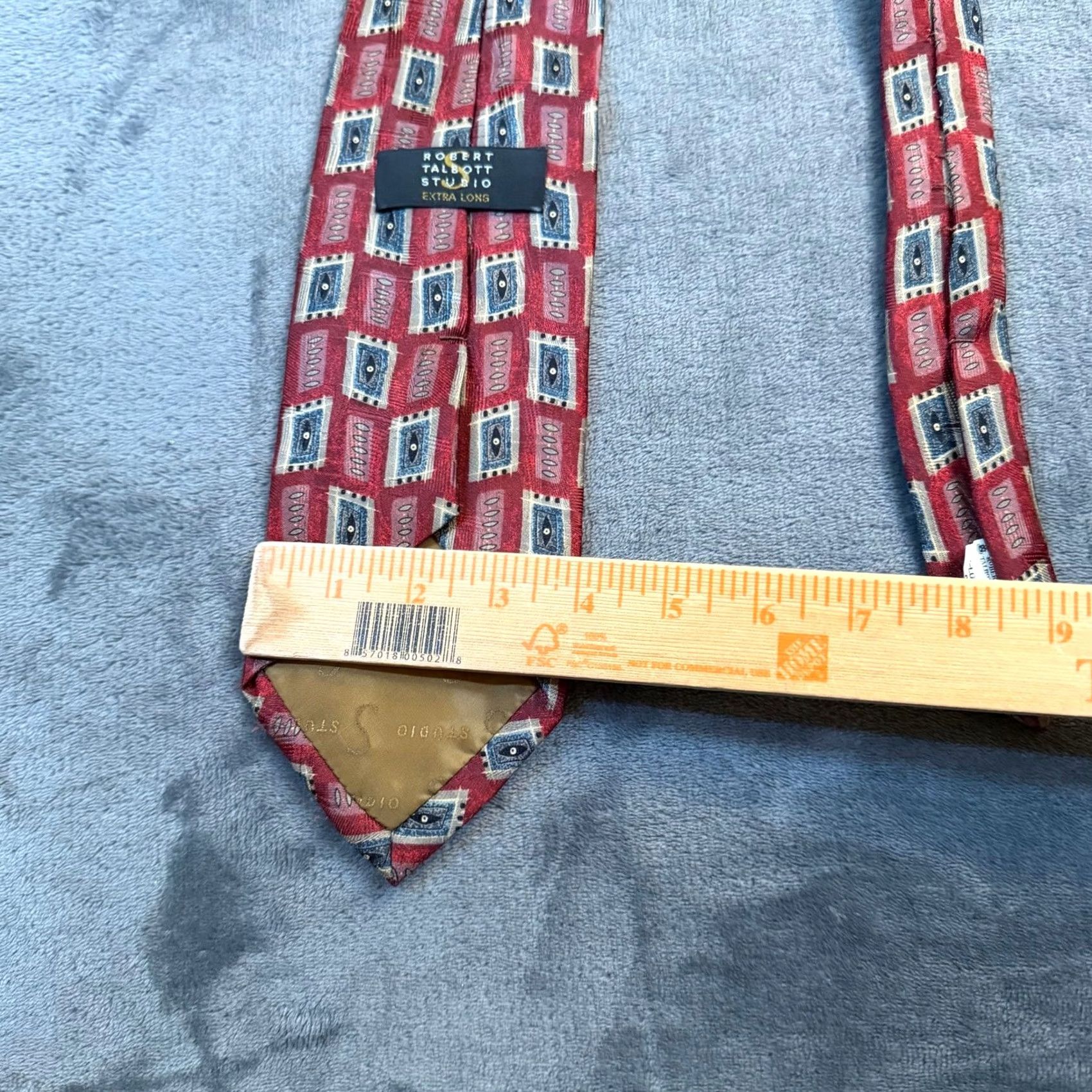 Robert Talbott Robert Talbott Studio Necktie Mens Extra Long Red Geometric Silk Hand Sewn Size ONE SIZE - 7 Thumbnail