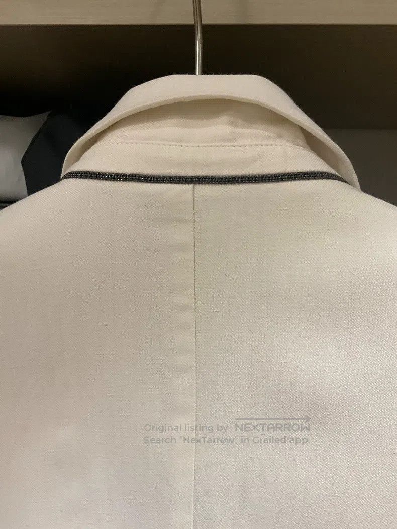 Brunello Cucinelli Brunello Cucinelli Off-white Linen Short Beaded Business B Size S / US 4 / IT 40 - 5 Thumbnail