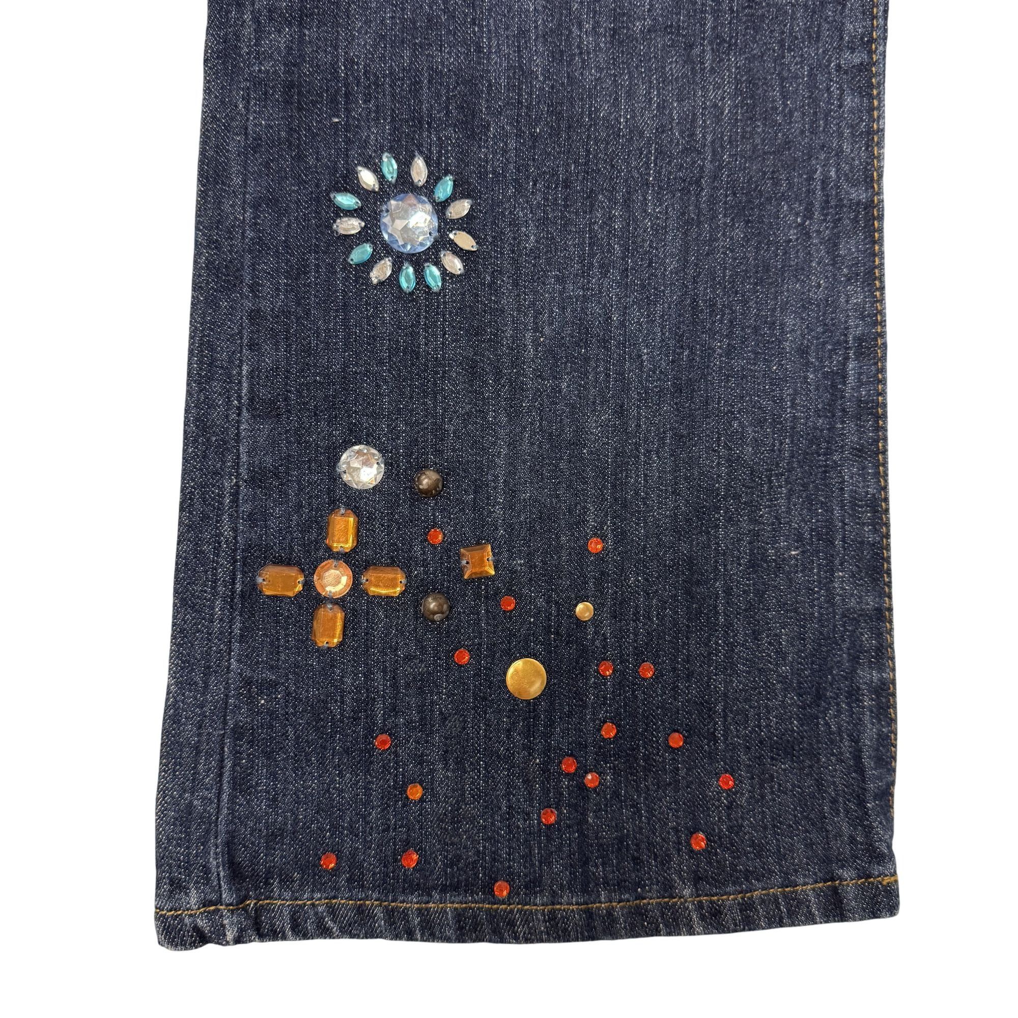 Other Vtg Maurice Sasson Denim EMBELLISHED FLORAL Rhinestone Jeans Size 30" / US 8 / IT 44 - 3 Thumbnail