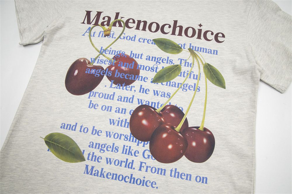 Japanese Brand × Vintage Grey Cherry Print Loose Casual Cotton T-Shirt Size US L / EU 52-54 / 3 - 6 Thumbnail