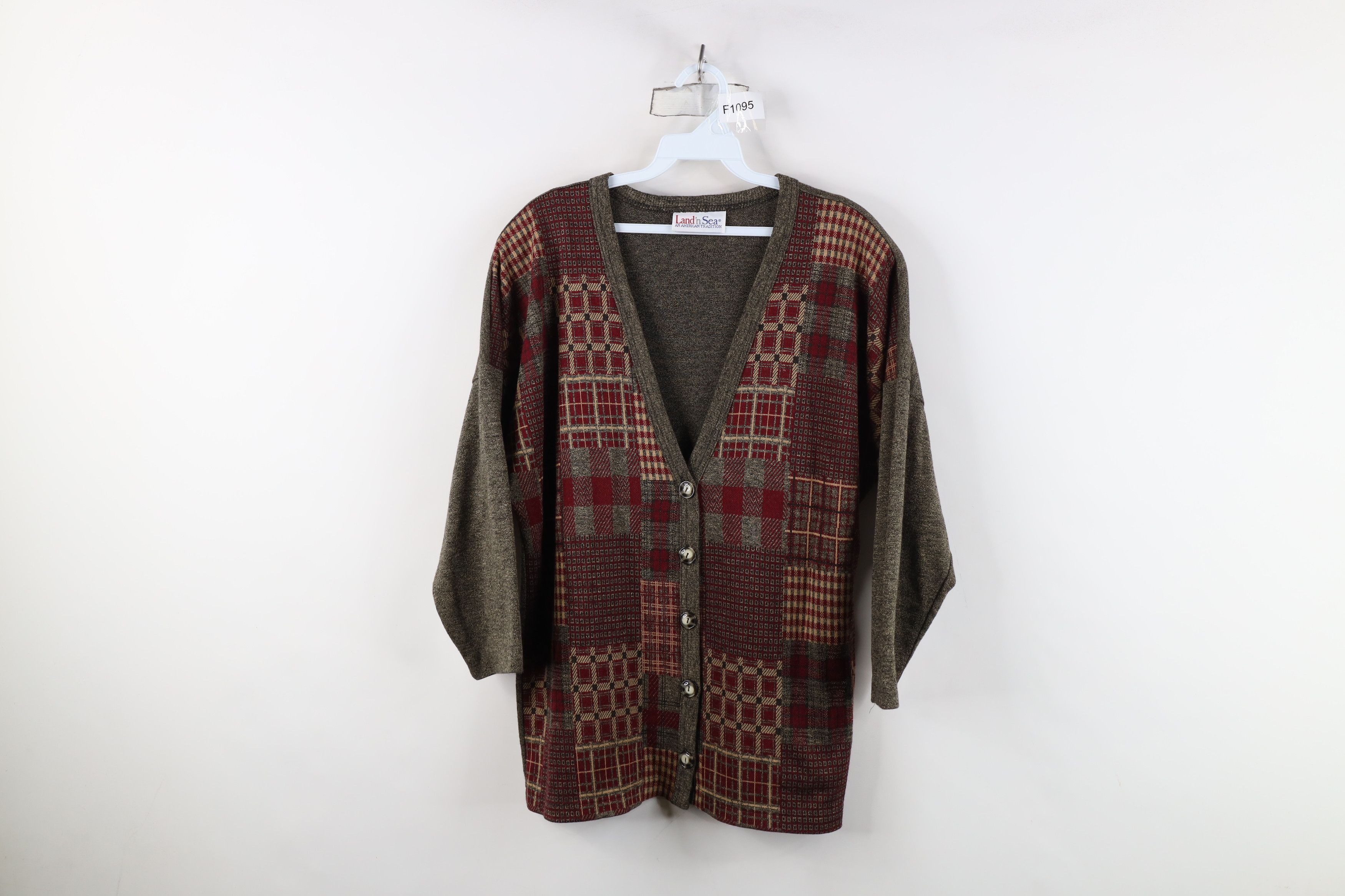 Vintage Vintage 90s Streetwear Patchwork Knit Cardigan Sweater Size XL / US 12-14 / IT 48-50 - 1 Thumbnail