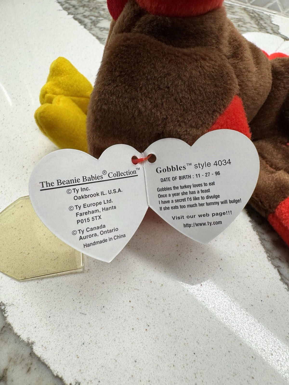 Tyler The Creator Retired (Original) TY Beanie Baby Gobbles The Turkey 1996 Size ONE SIZE - 2 Thumbnail