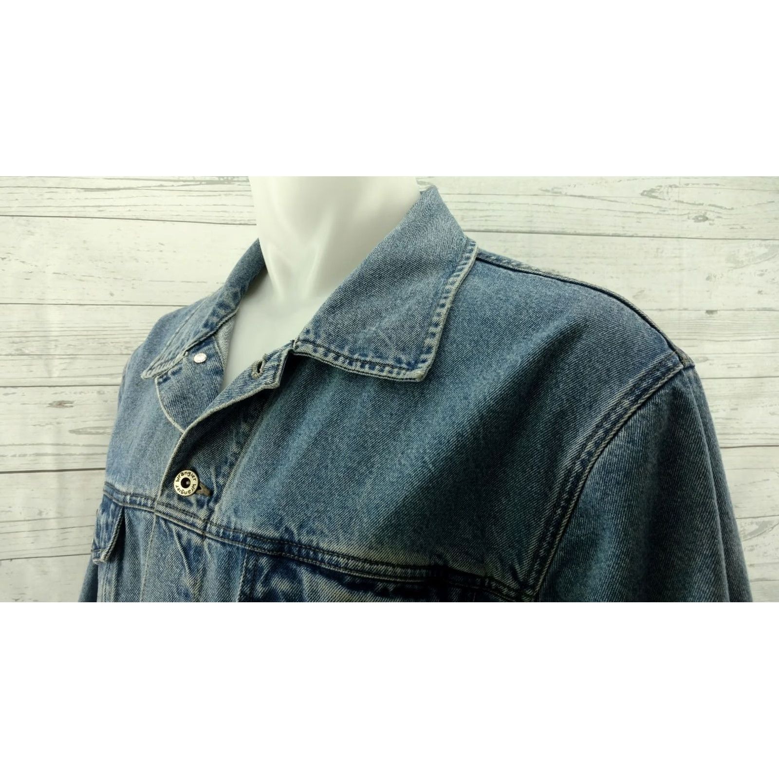 Wrangler Wrangler Hero Denim Jean Trucker Jacket Blue Mens XL Brothers? Size US 36 / EU 52 - 3 Thumbnail
