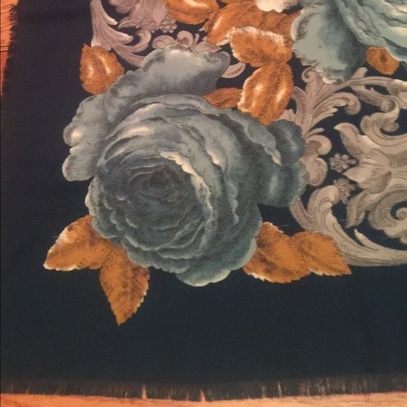 Vintage Vintage Blue Flower Scarf Handkerchief Size ONE SIZE - 4 Thumbnail
