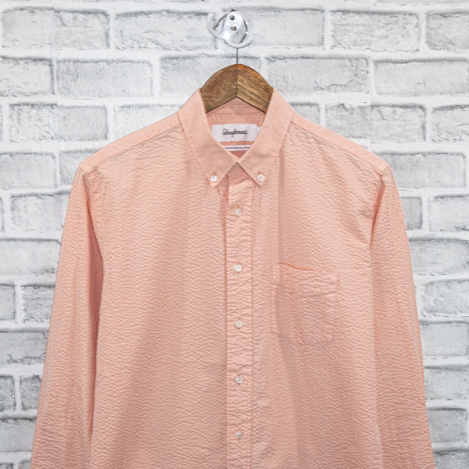 Schnaydermans schnayderman's Seersucker One in Pink Button Down Shirt Size US M / EU 48-50 / 2 - 4 Thumbnail