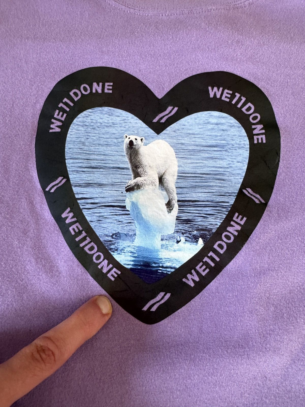 WE11DONE Lavender Polar Bear Reflective Heart Tee Size US XS / EU 42 / 0 - 9 Thumbnail