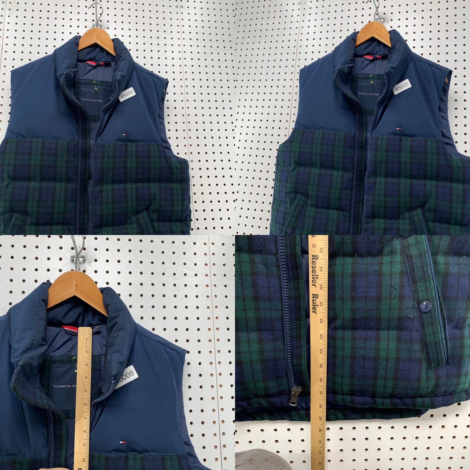 Tommy Hilfiger VINTAGE Tommy Hilfiger Wool Down Vest Mens Large Green Tartan Plaid Sleeveless Size US L / EU 52-54 / 3 - 8 Thumbnail
