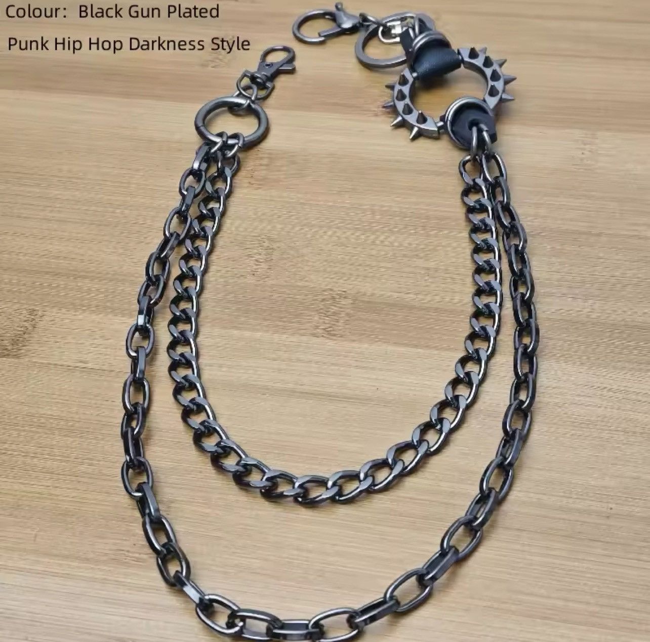 Jean × Vintage Retro Willow Nail Black Gun Plated Metal Chain Size ONE SIZE - 8 Thumbnail