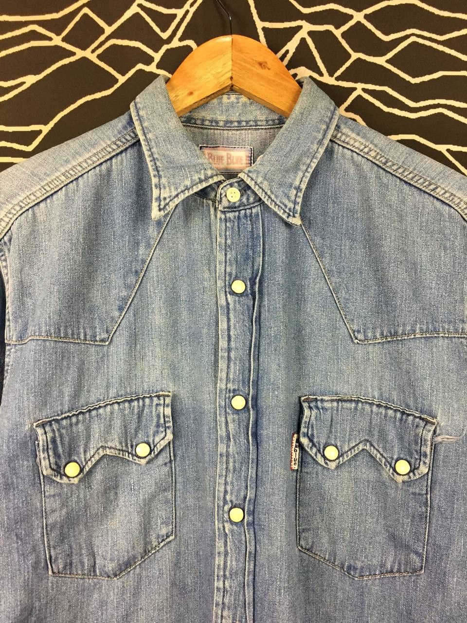 Blue Blue Japan Blue Blue Japan Distressed Sawtooth Western Denim Shirt Size US M / EU 48-50 / 2 - 3 Thumbnail