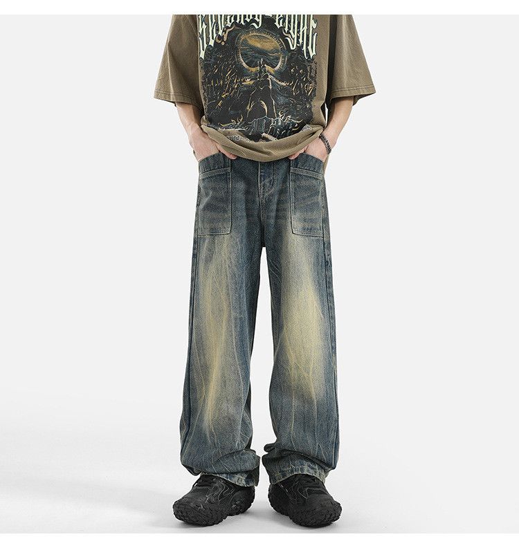 Japanese Brand × Jean High street lightning pattern men's loose wide-leg jeans Size US 32 / EU 48 - 1 Thumbnail