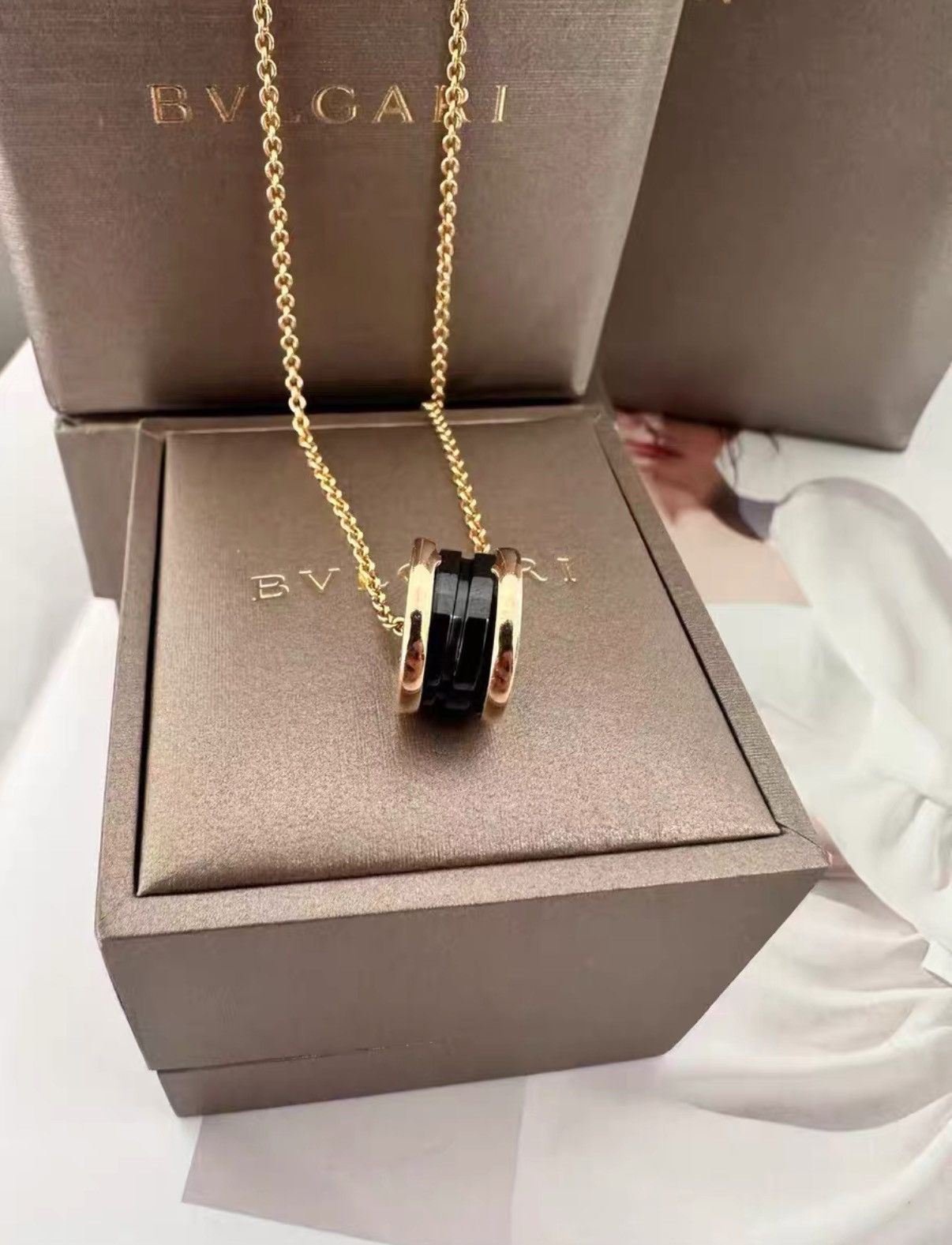 Bvlgari Bvlgari 18K rose gold black ceramic spring necklace J38 Size ONE SIZE - 1 Thumbnail
