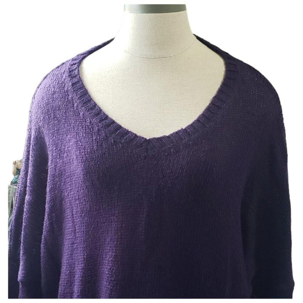 Designer CT1772 Wooden Ships Purple Long Sleeve V-neck Sweater S/M Size M / US 6-8 / IT 42-44 - 2 Thumbnail