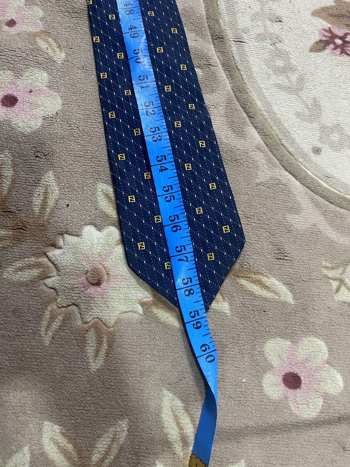 Fendi Fendi Navy Blue Logo Patterned Jacquard Silk Tie Size ONE SIZE - 7 Thumbnail