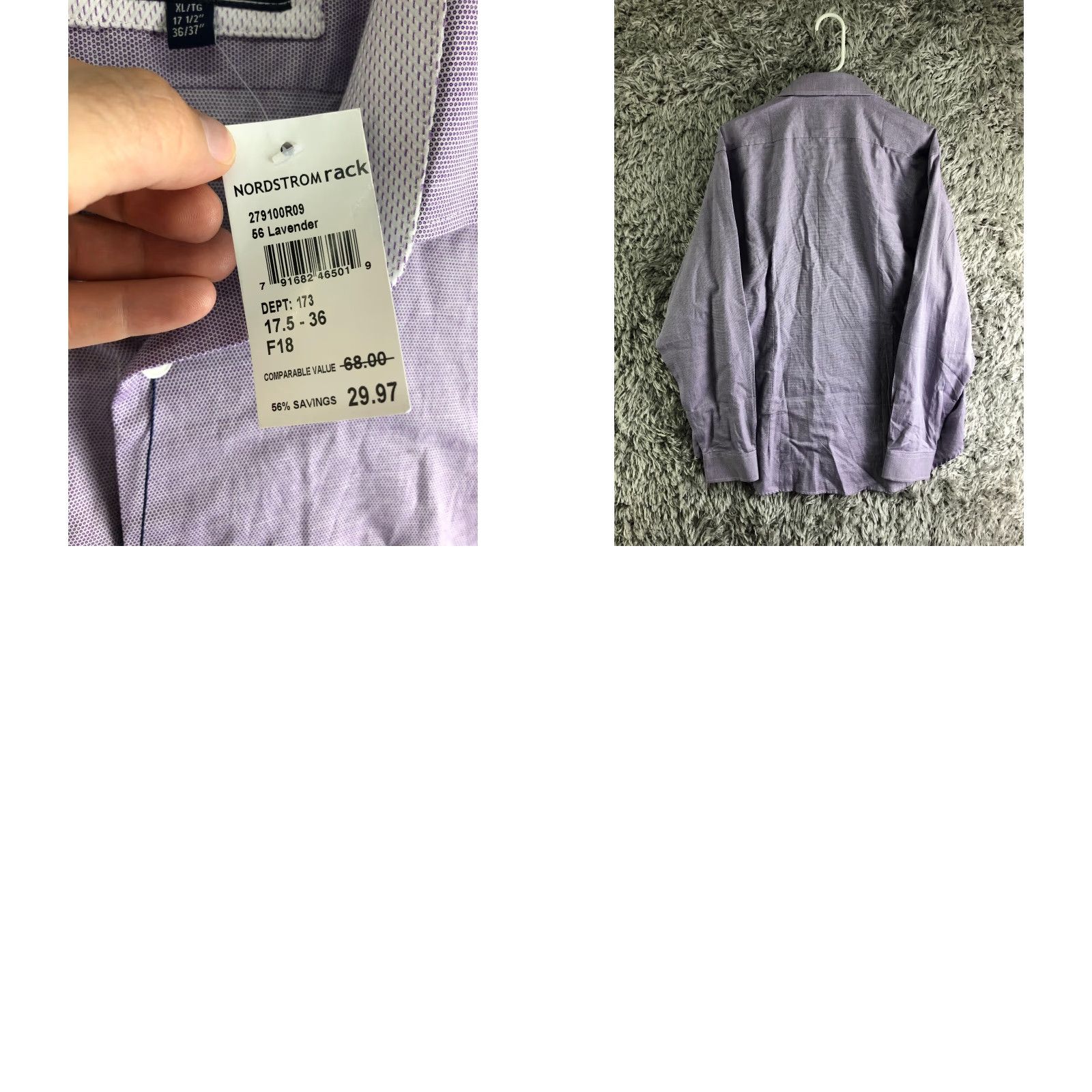 Vintage Report Collection Mens XL 36-37 Lavender Long Sleeve Spread Collar Shirt Size US XL / EU 56 / 4 - 8 Thumbnail