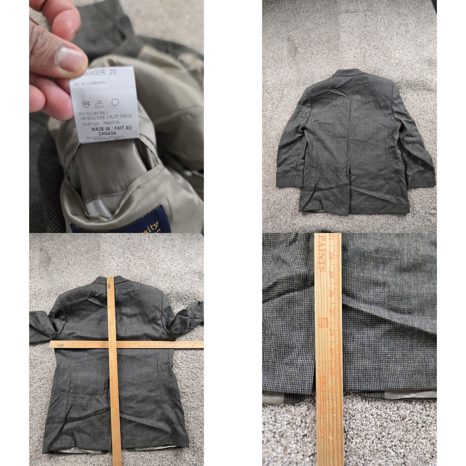 Polo Ralph Lauren VINTAGE Polo Ralph Lauren Mens Blazer Coat Wool 2 Piece Houndstooth Tweed 43R Gray Notch Lapel 90s Size US XL / EU 56 / 4 - 8 Thumbnail