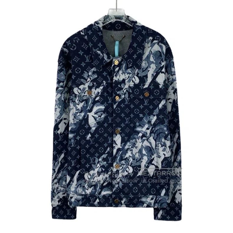 Louis Vuitton Louis Vuitton Blue logo full-print cotton lapel single-bre Size US M / EU 48-50 / 2 - 1 Thumbnail