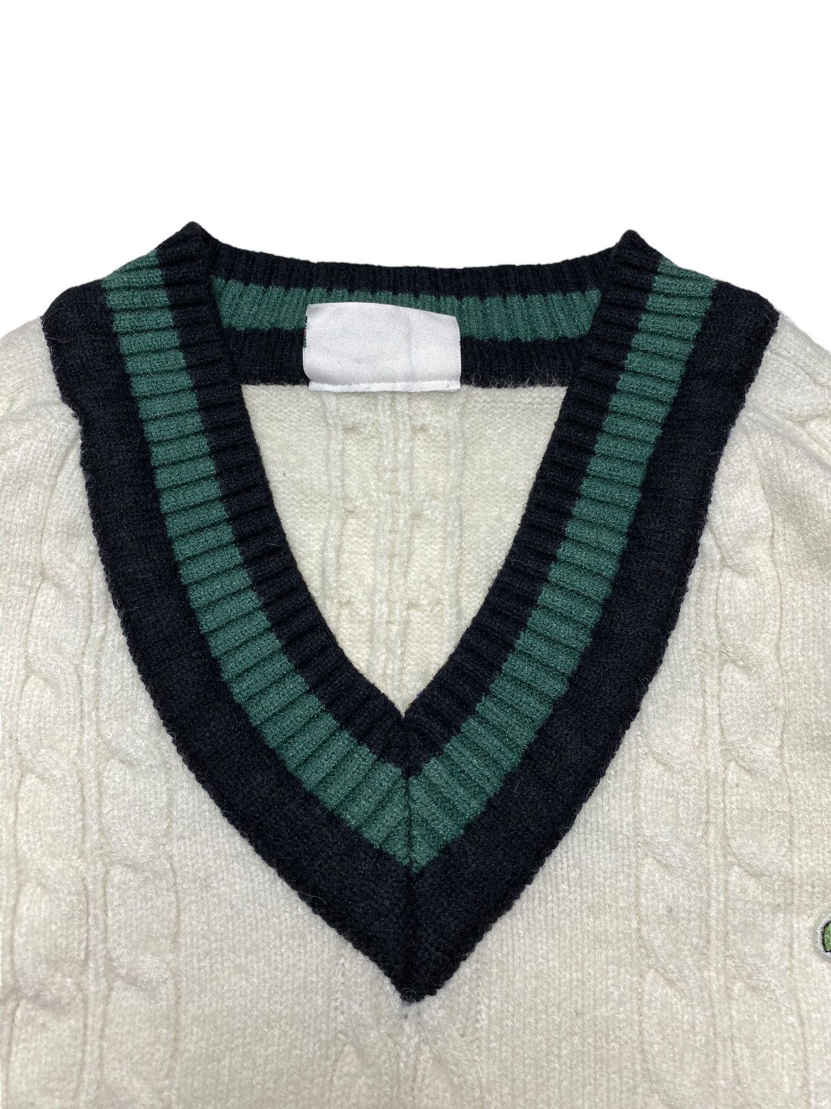 Golf Wang 2000s Lacoste - Big V-Neck Chunky Knitted Sweater Size US M / EU 48-50 / 2 - 6 Thumbnail